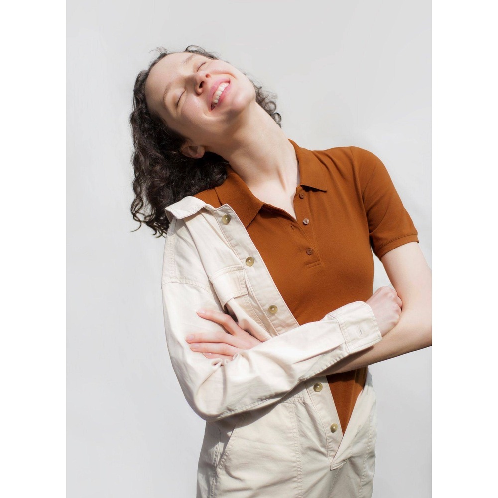 Everlane Organic Cotton Pique Short Sleeve Polo Shirt Preppy Burnt Orange XS
